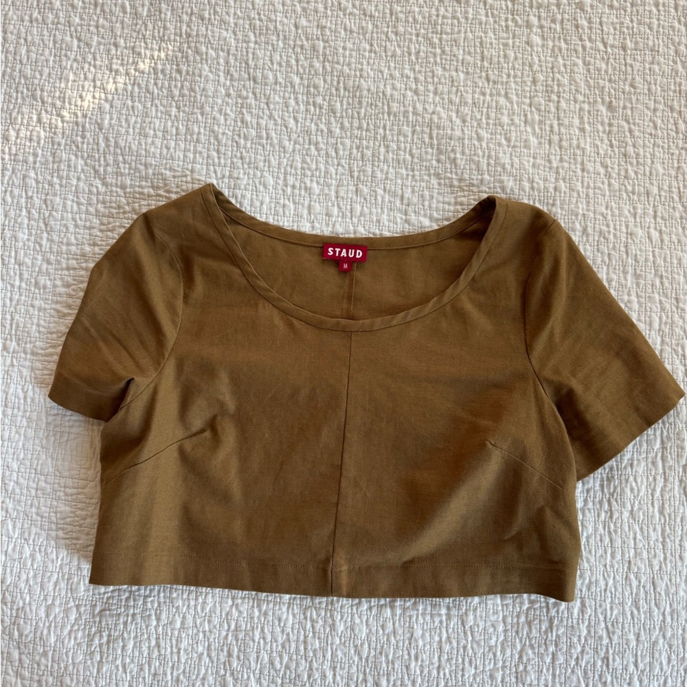STAUD Olive Crop Top